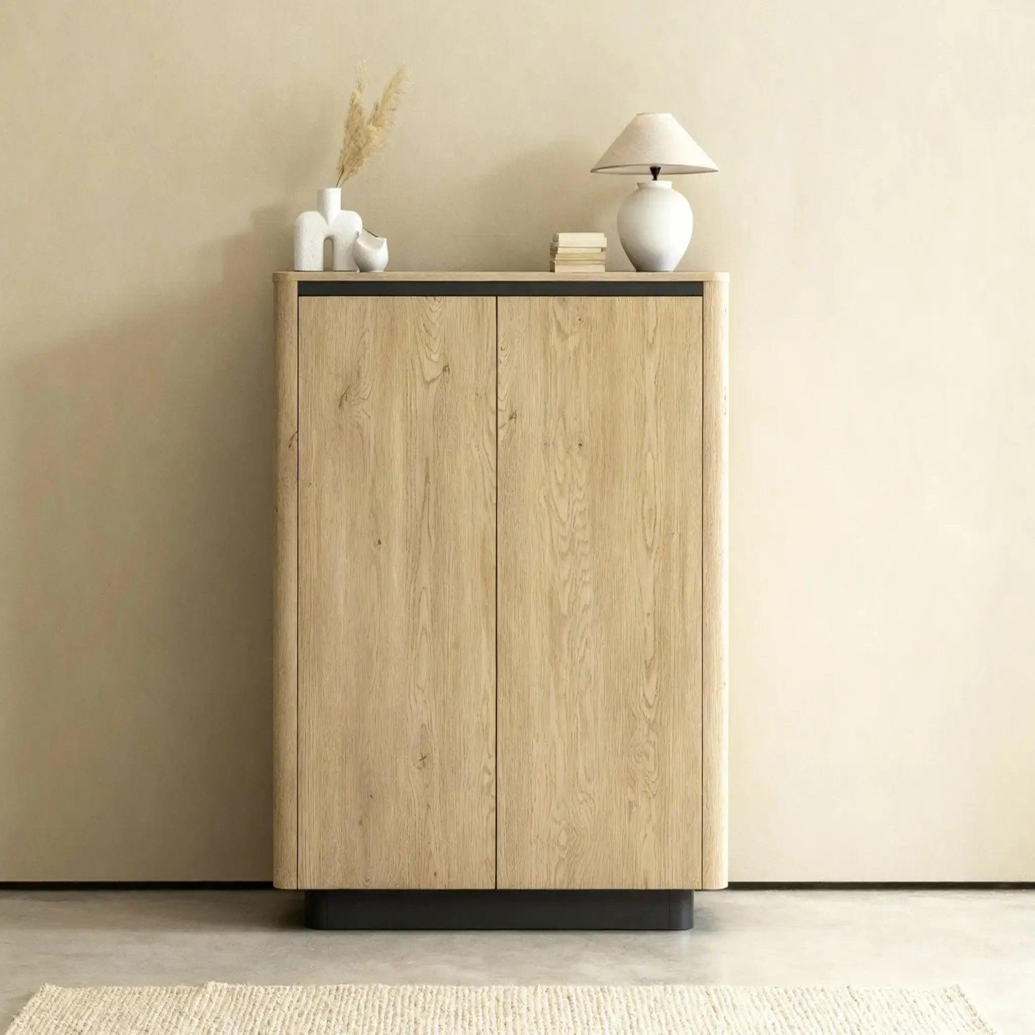 Voir la diapositive 2 : CASANOVA PARIS Poppy - commode 2 portes 113cm en effet chêne cremona et noir - chêne clair