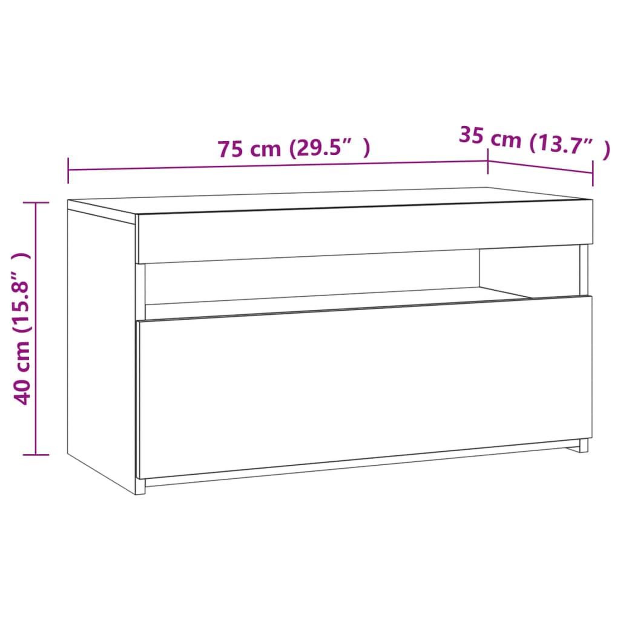 Voir la diapositive 6 : VIDAXL Meuble TV avec lumieres LED Blanc brillant 75x35x40 cm