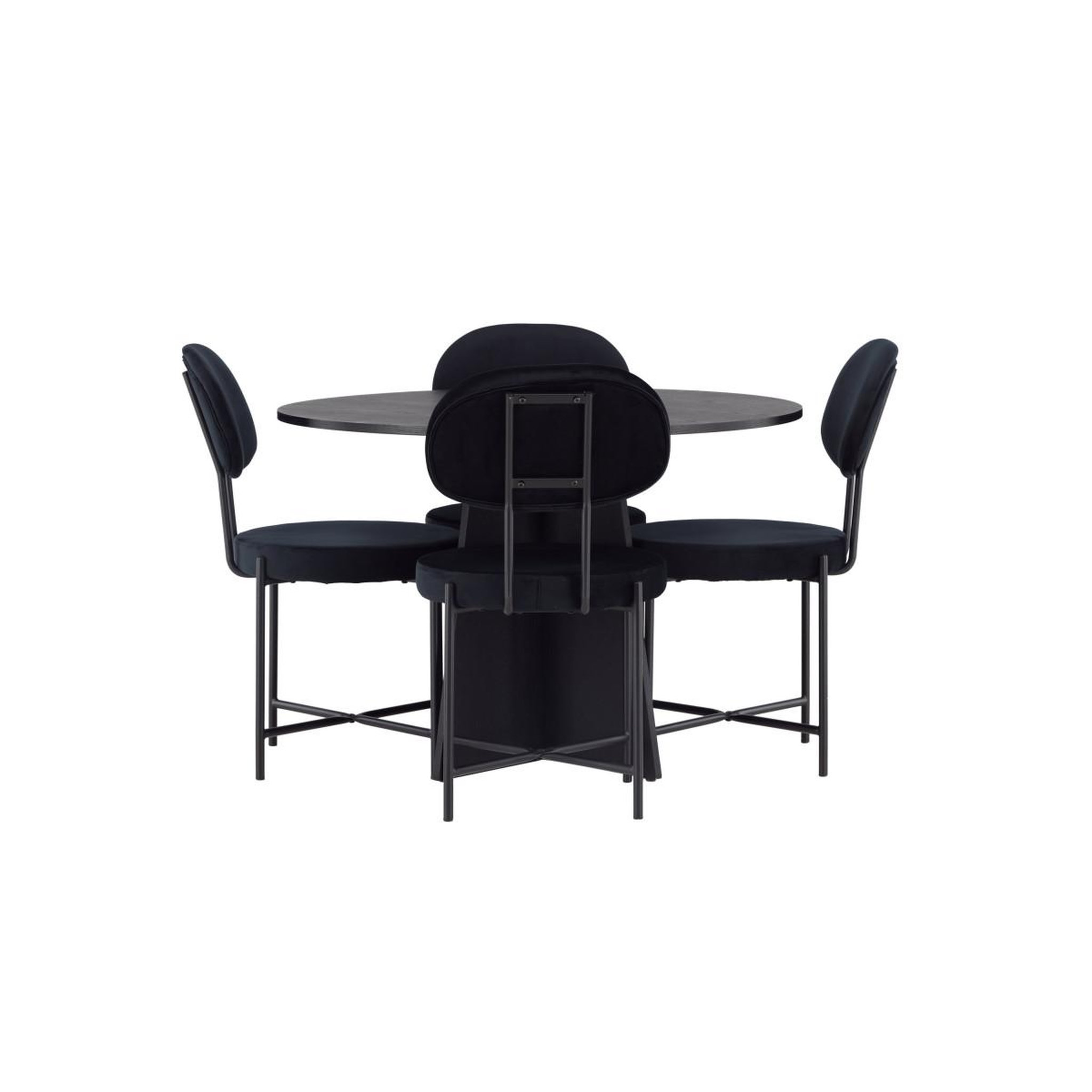 Voir la diapositive 2 : Paris Prix Ensemble table à manger & 4 chaises  bootcut & stella  110cm noir