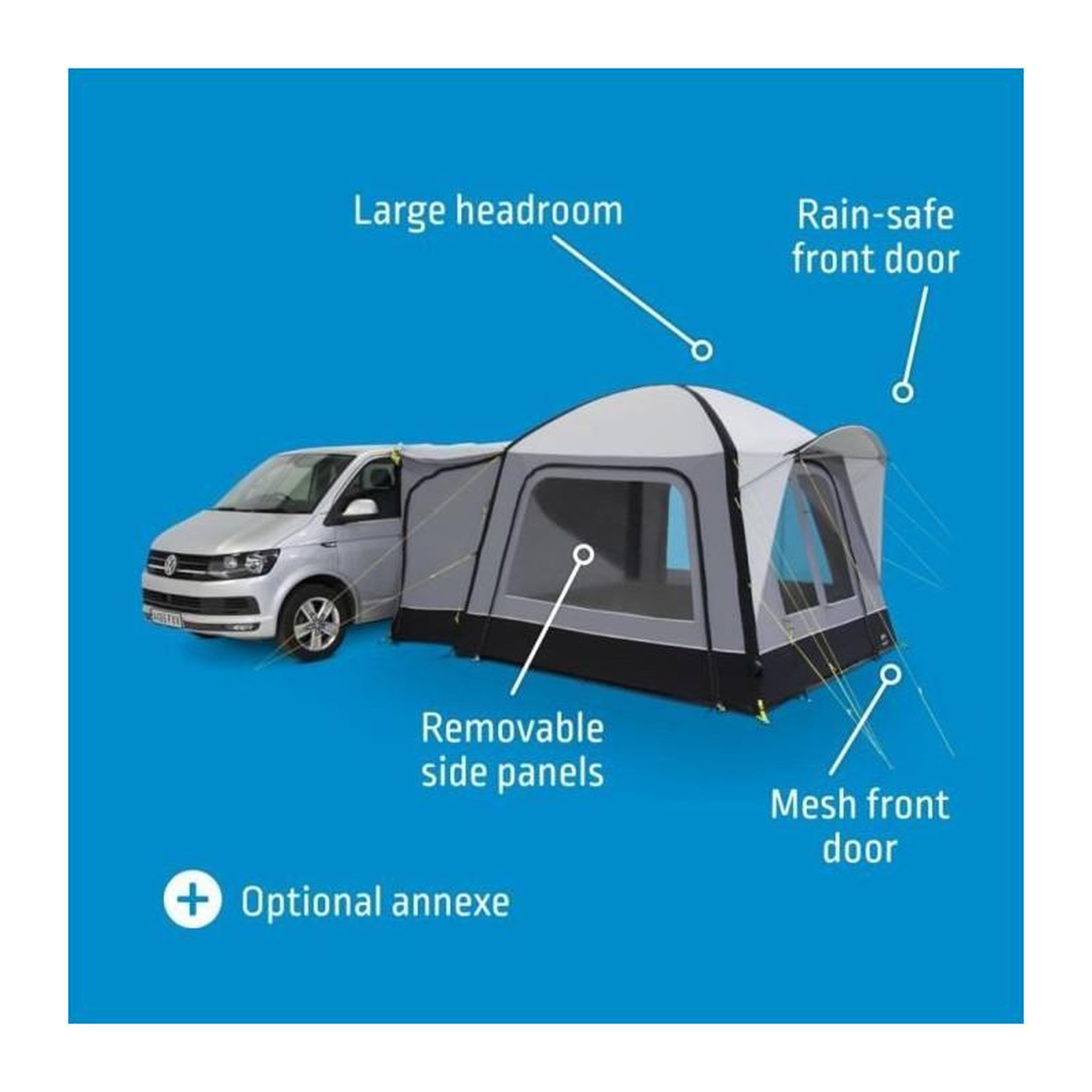 Voir la diapositive 4 : KAMPA Auvent indépendant - KAMPA - Cross Air TC - Tissu polycoton, Air Frame, tapis de sol, stores occultants, panneau moustiquaire