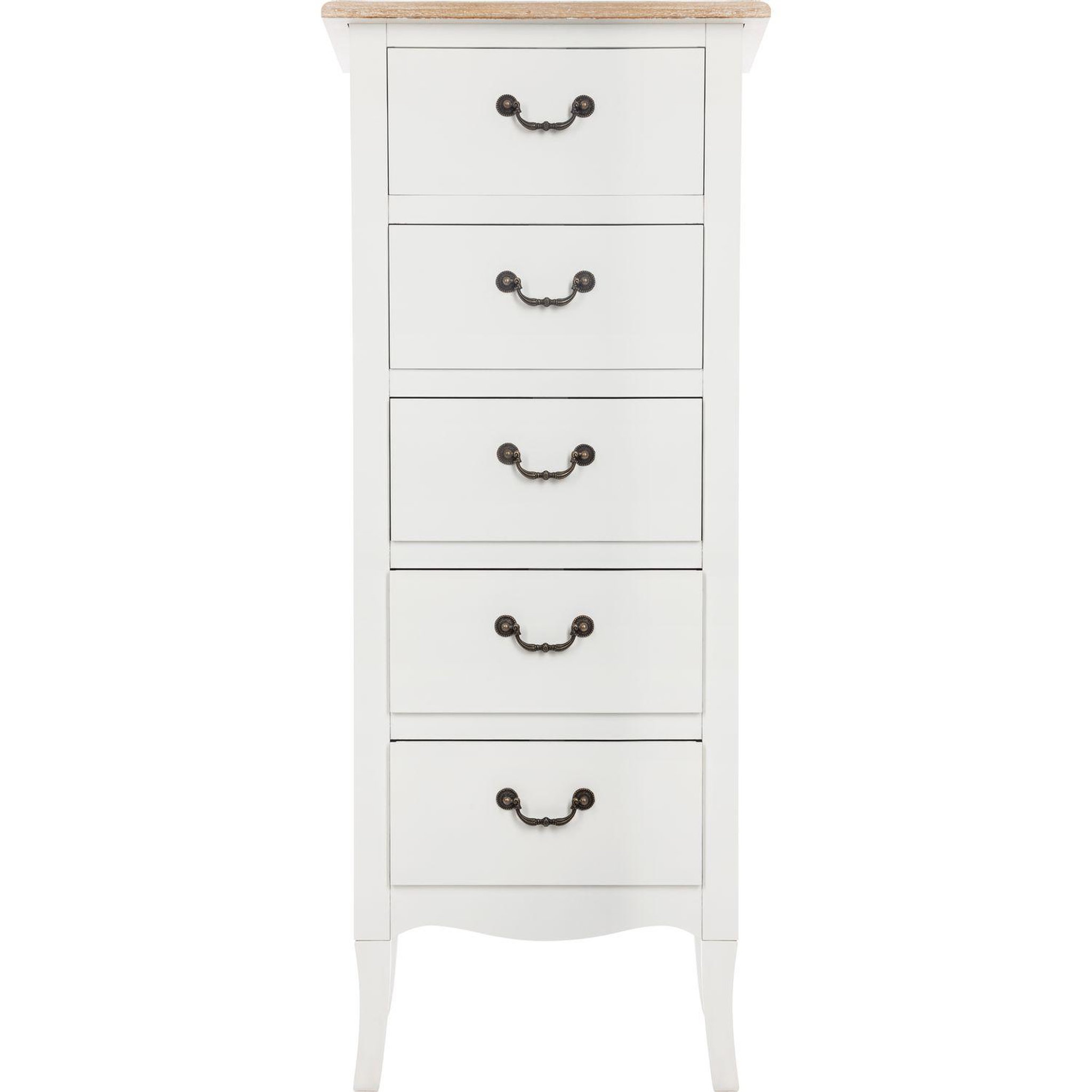 Voir la diapositive 2 : ATMOSPHERA Chiffonnier en bois chrysa - l. 45 x h. 113 cm - blanc
