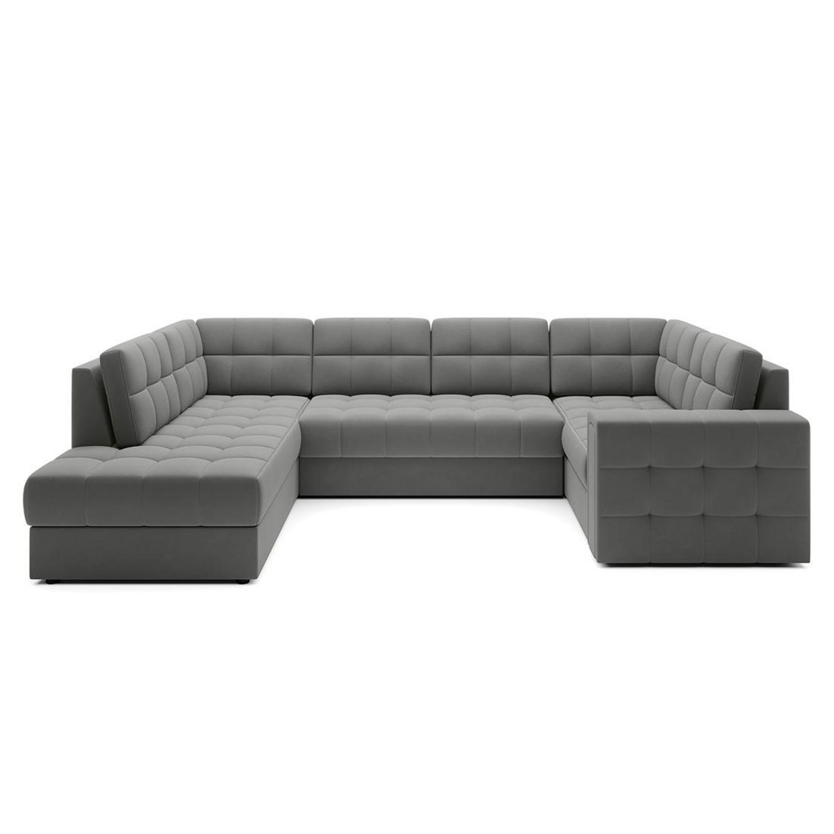 BEST MOBILIER Nappa - canapé panoramique d'angle droit 7 places convertible avec coffre en velours