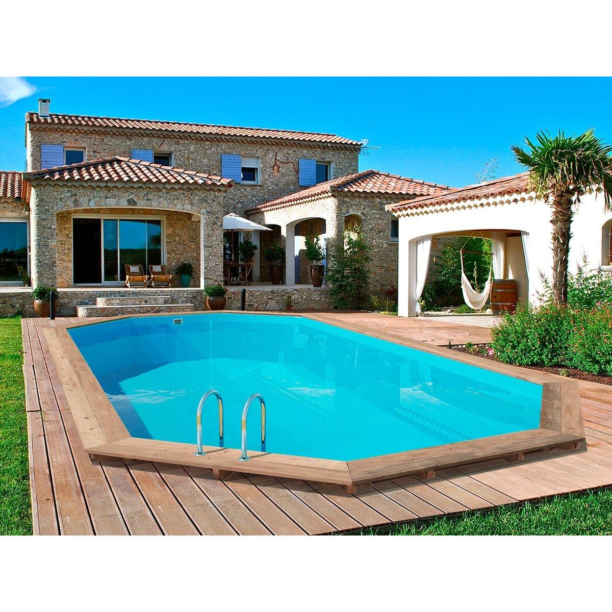 Habitat et Jardin Piscine bois   Palma 130   - 7.57 x 4.07 x 1.31 m + Pompe à chaleur 6.1 kW