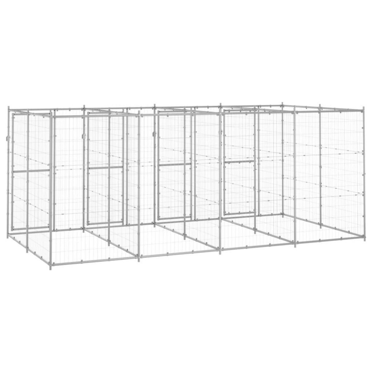 VIDAXL Chenil exterieur Acier galvanise 9,68 m^2