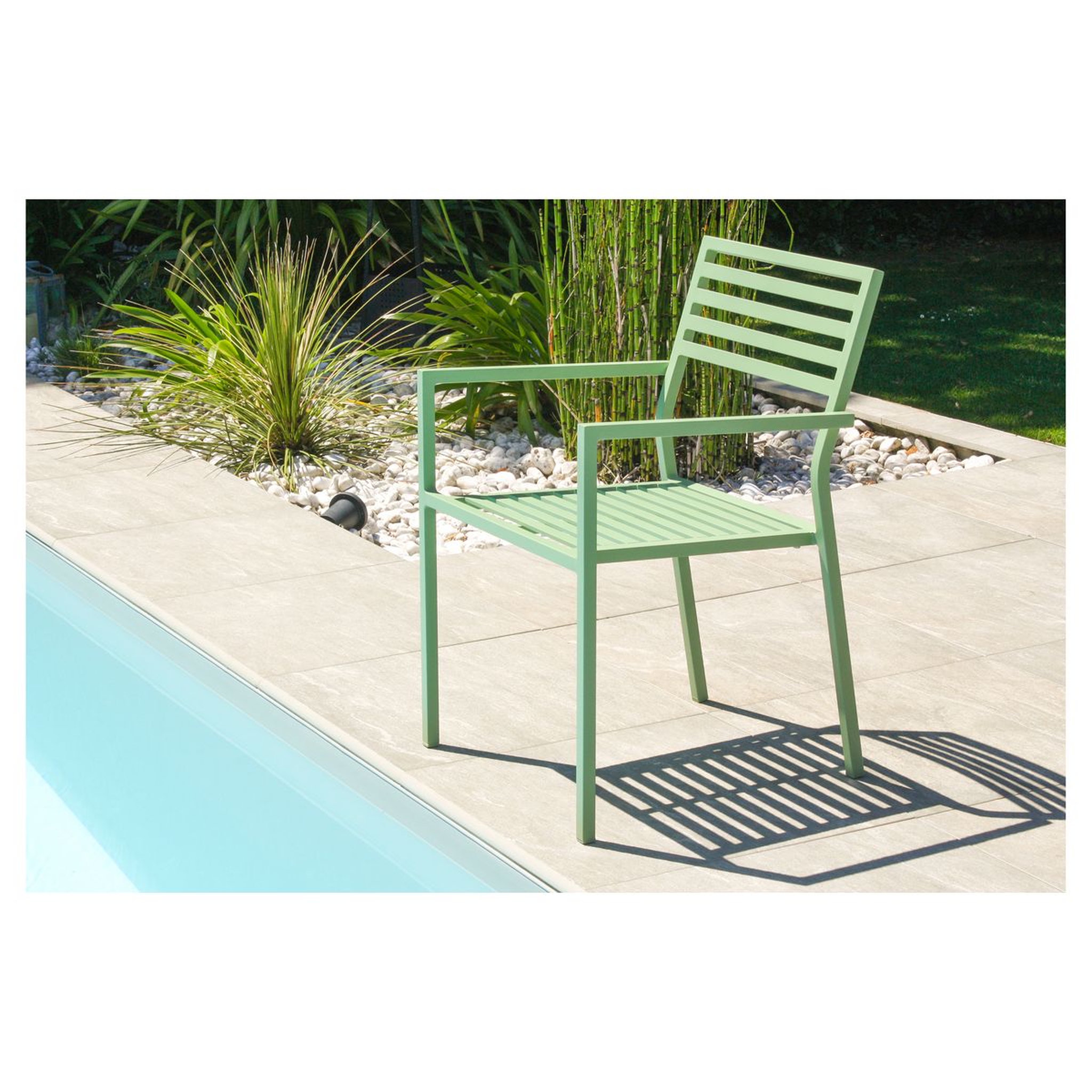 Voir la diapositive 3 : City Garden Fauteuil de jardin empilable - Aluminium - Lagune- GASTON