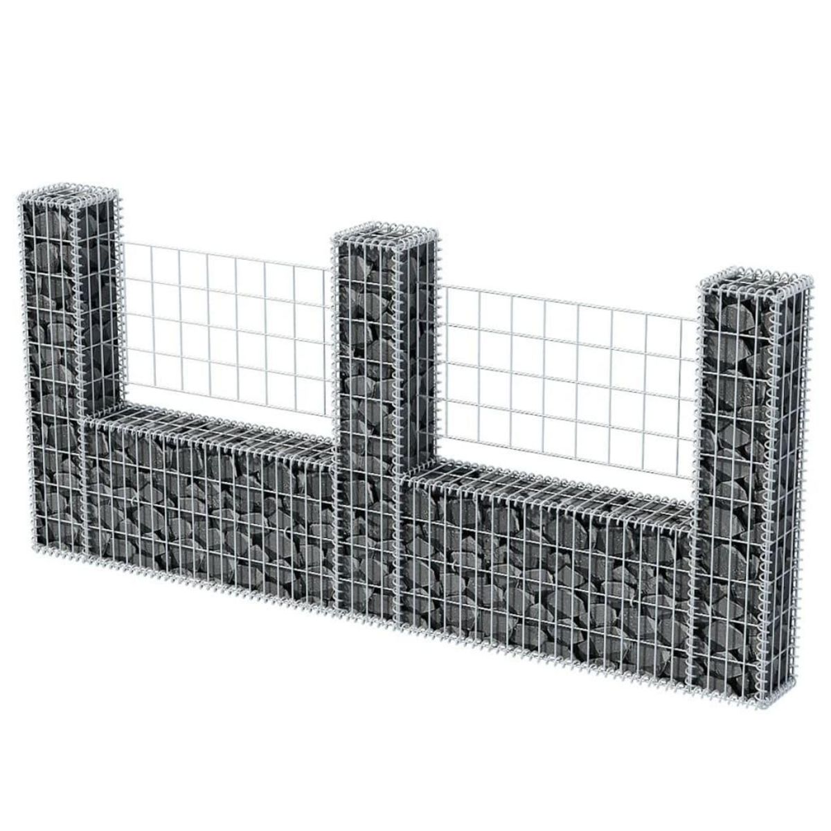 VIDAXL Panier de gabion en forme de U Acier galvanise 240x20x100 cm