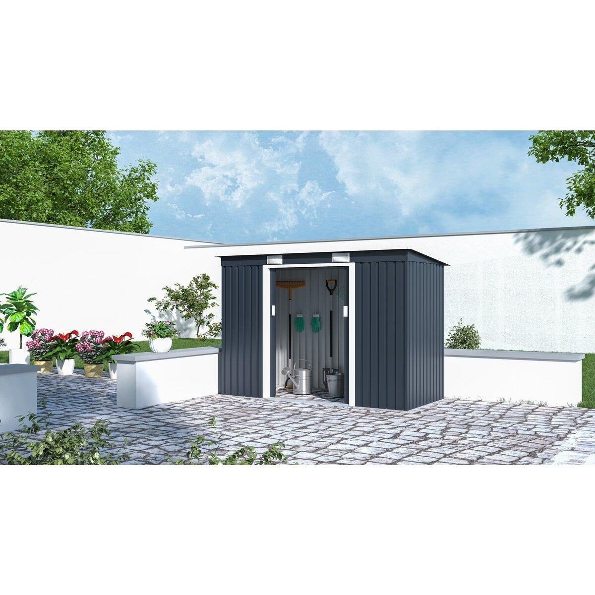 Habitat et Jardin Abri de jardin métal monopente  Austin  - 3,14 m2 - Gris