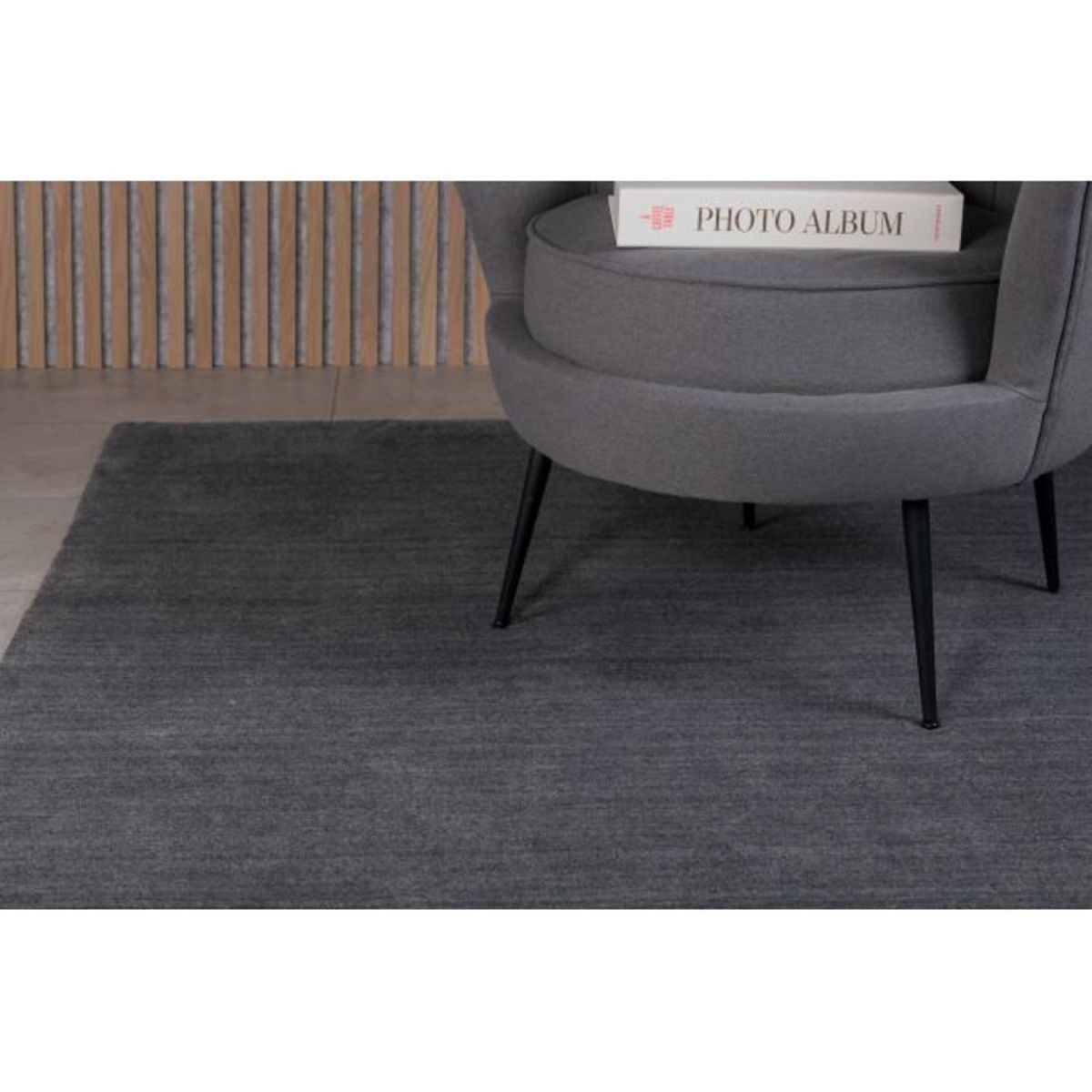Paris Prix Tapis Déco en Laine  Ulla  162x230cm Gris Foncé