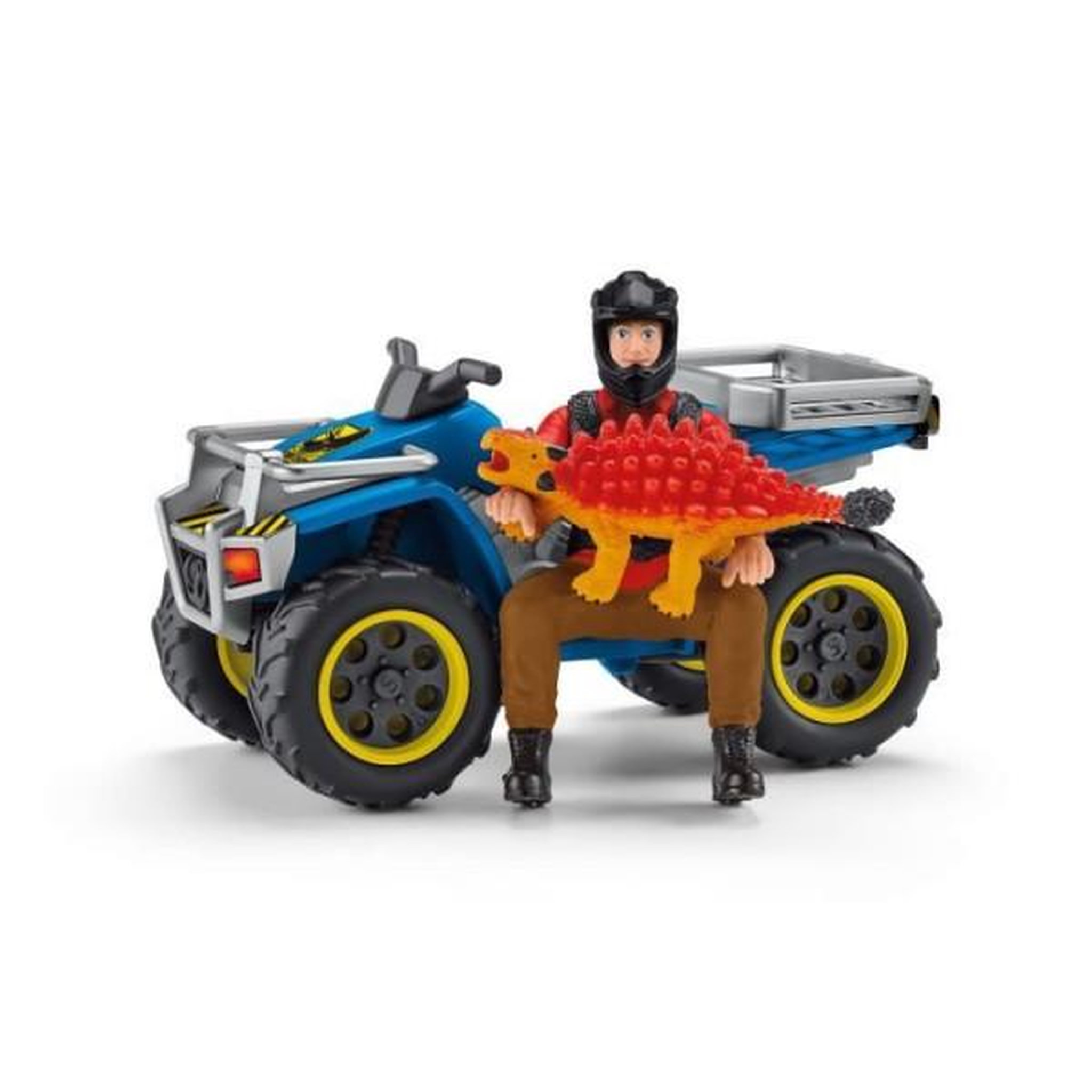 Voir la diapositive 4 : Schleich Fuite sur quad face au vélociraptor - Ensemble de Jouets Préhistoriques de 5 Pieces pour Garçons et Filles a Partir de 4 ans