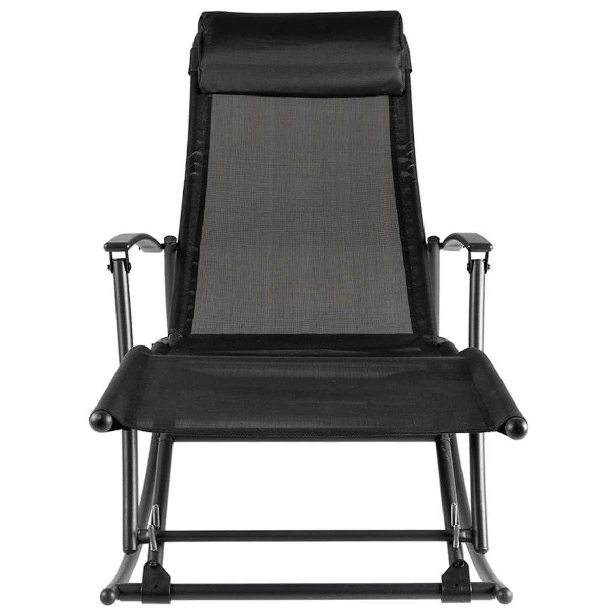 VIDAXL Chaise a bascule de jardin Acier et textilene Noir