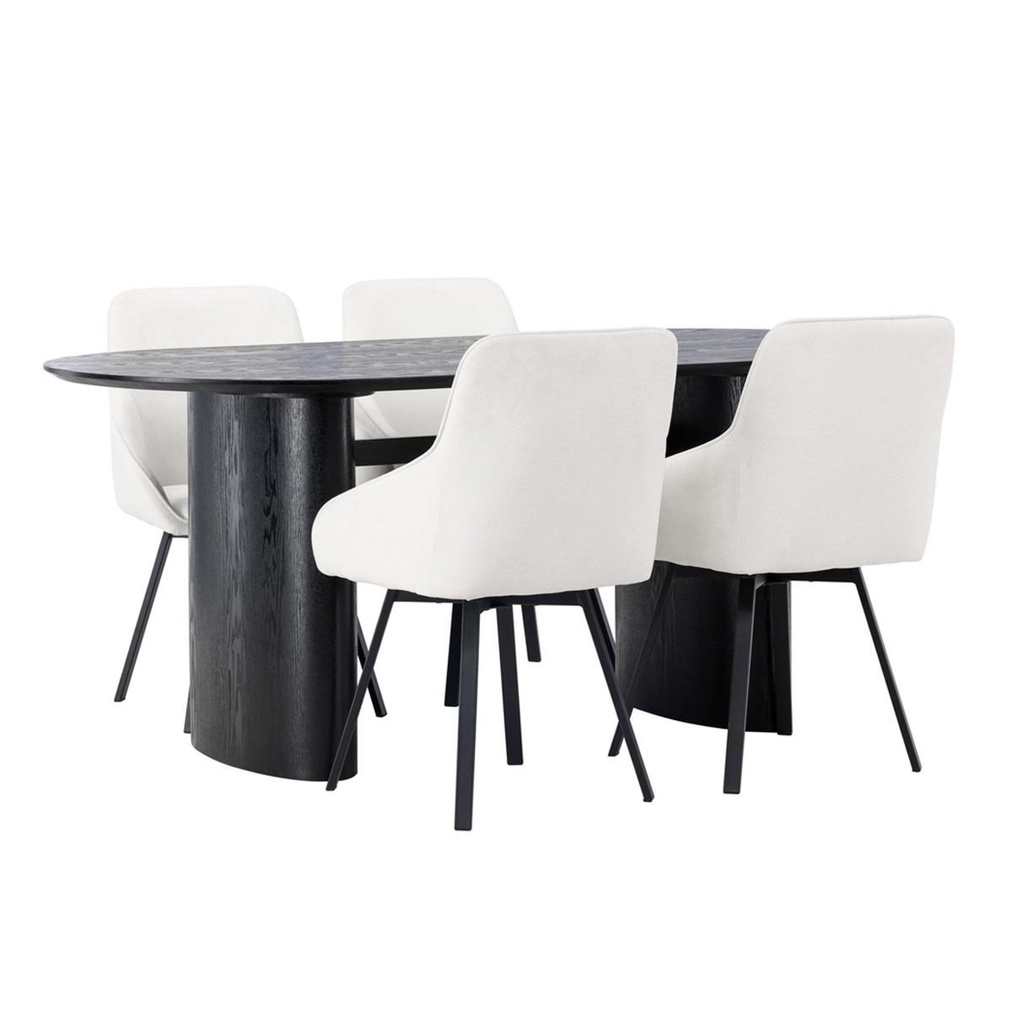 Paris Prix Ensemble table à manger & 4 chaises  isolde & rosie  180cm noir & beige