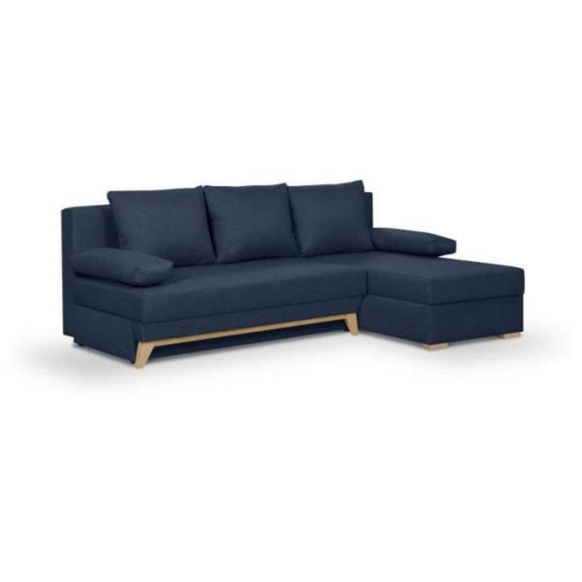 MARKET24 TEIJO Canapé d'angle convertible - Tissu bleu foncé - L 197 x P 91/132 x H 82 cm