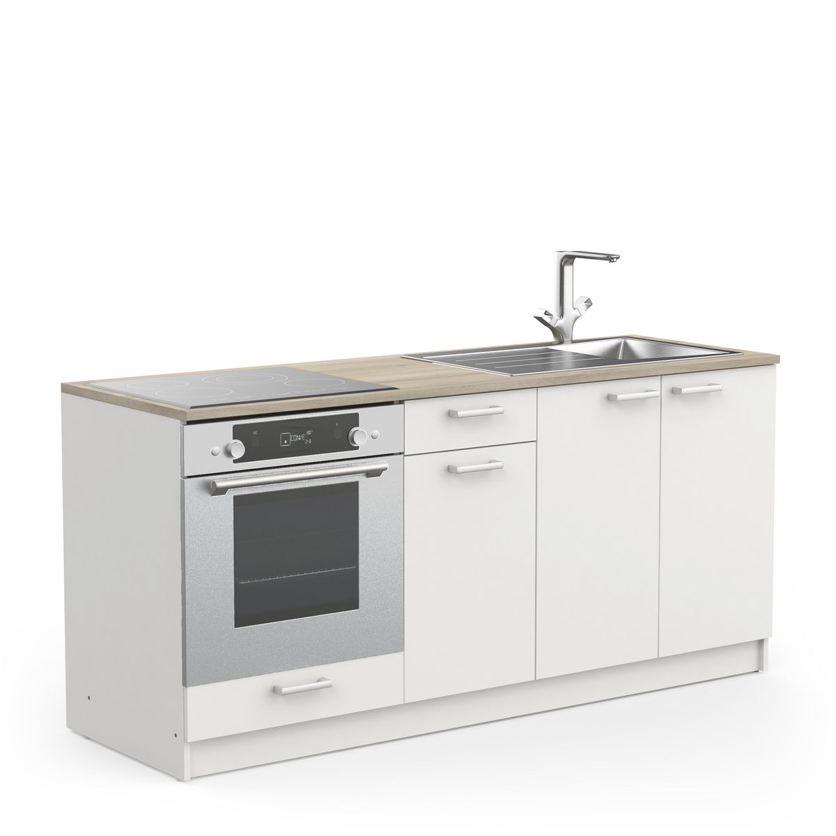 Meuble de cuisine bas 3 portes 2 tiroirs 2 niches de rangement L180cm TIRAMISU
