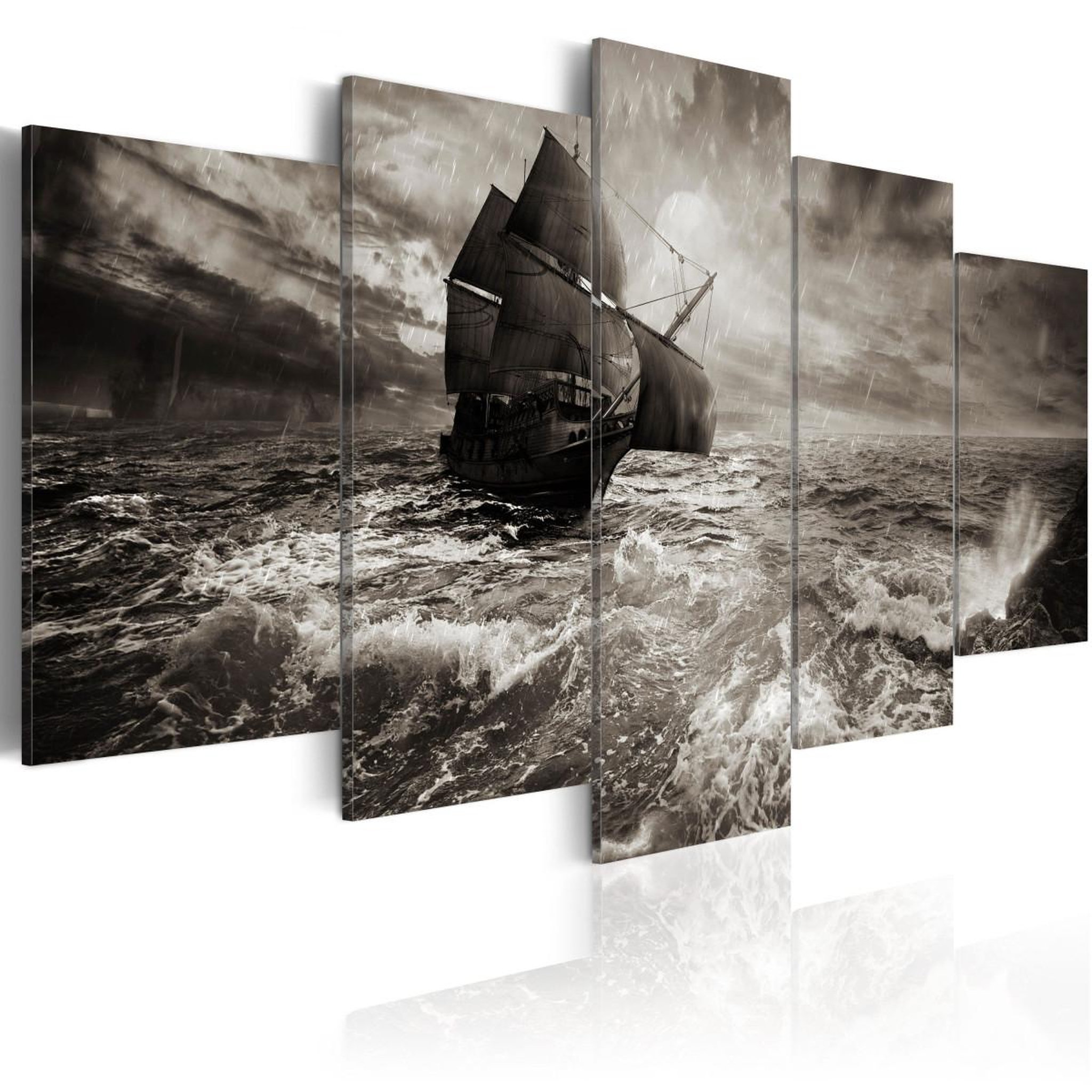 Voir la diapositive 1 : Paris Prix Tableau Imprimé  Bateau dans la Tempête!