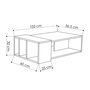 TOILINUX Table basse design en bois L.102 x H.32cm - Blanc et mocca
