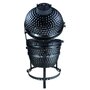 OUTSUNNY Barbecue à charbon BBQ grill fumoir sur pieds design contemporain olive acier céramique martelé noir