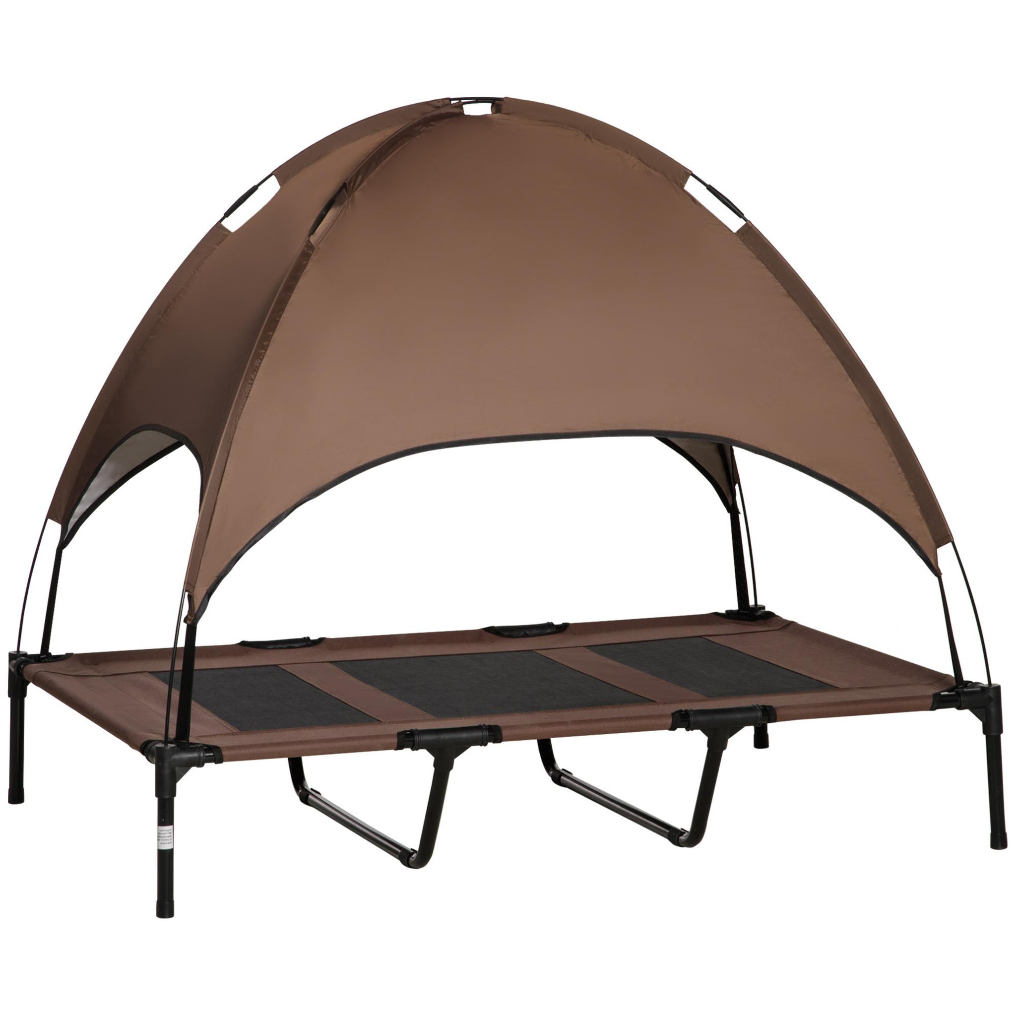 PAWHUT Lit pour chien chat sur pied velum anti-uv tissu oxford micro-perforé sac transport inclus marron