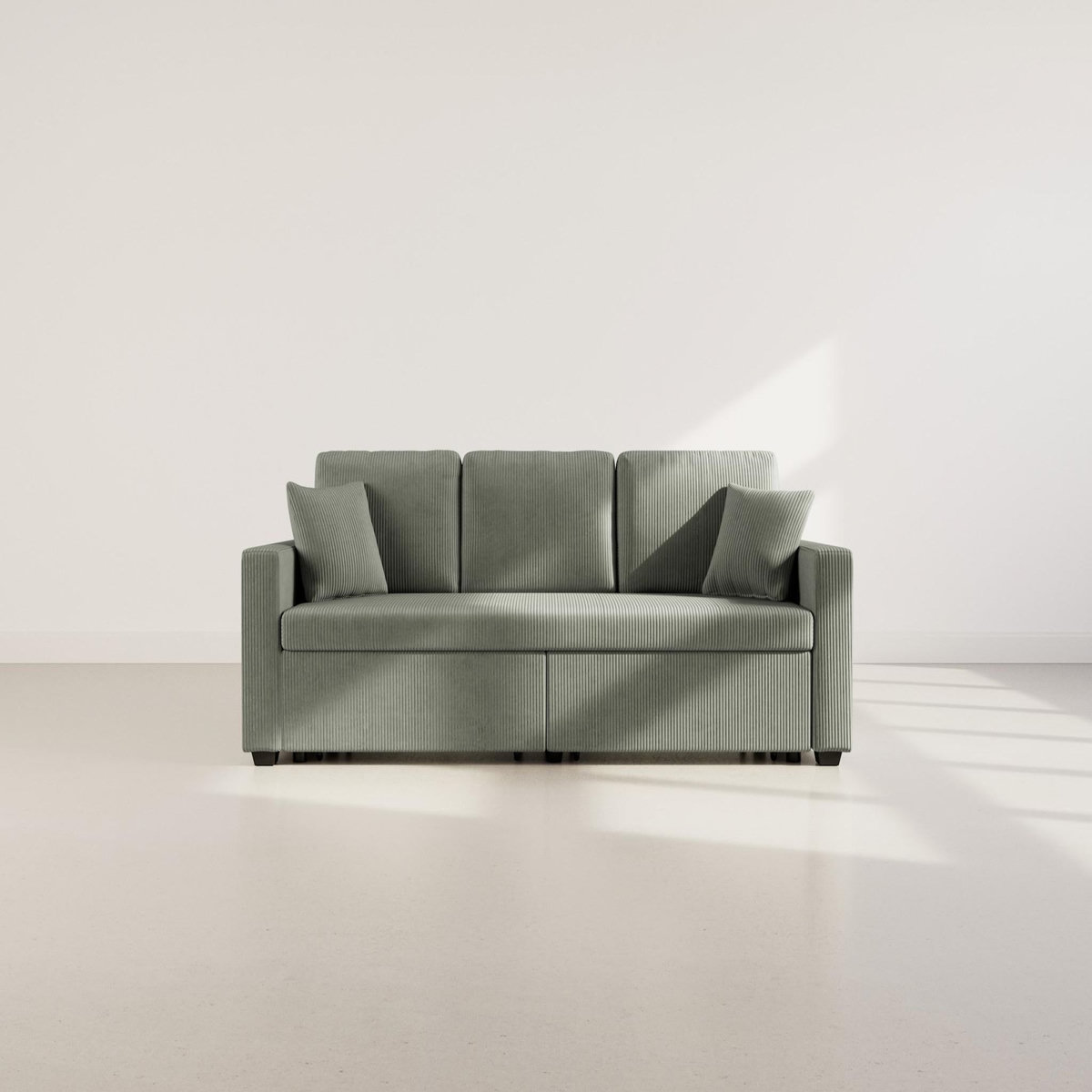 BEST MOBILIER Cyrus - canapé droit 3 places convertible en velours côtelé