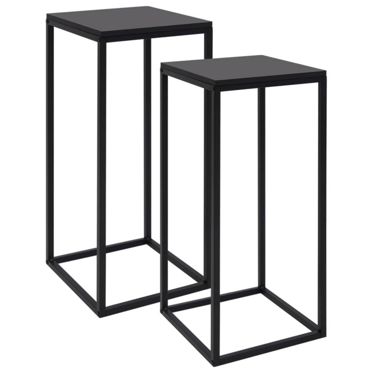 VIDAXL Tables d'appoint 2 pcs Noir Acier