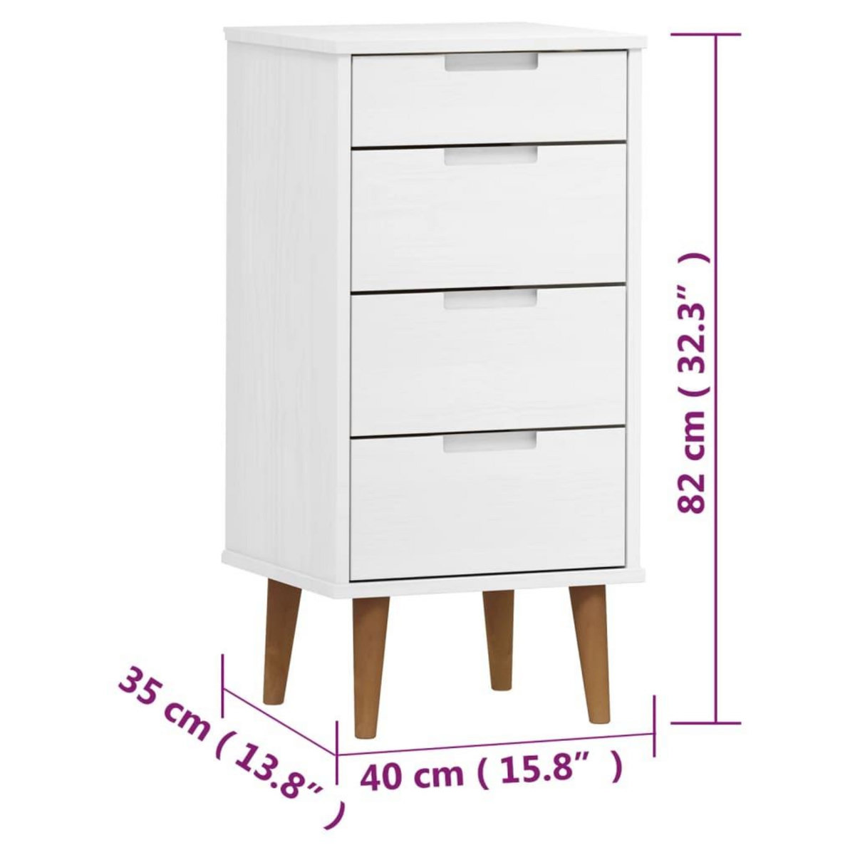 VIDAXL Commode MOLDE Blanc 40x35x82 cm Bois de pin massif