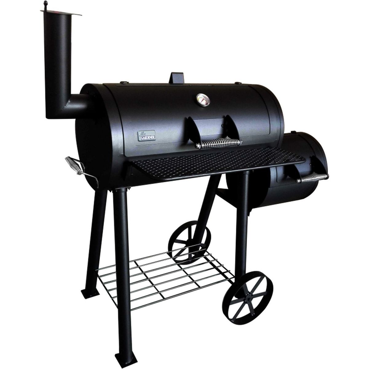 LANDMANN Barbecue charbon de bois en acier émaillé et fumoir 4 en 1