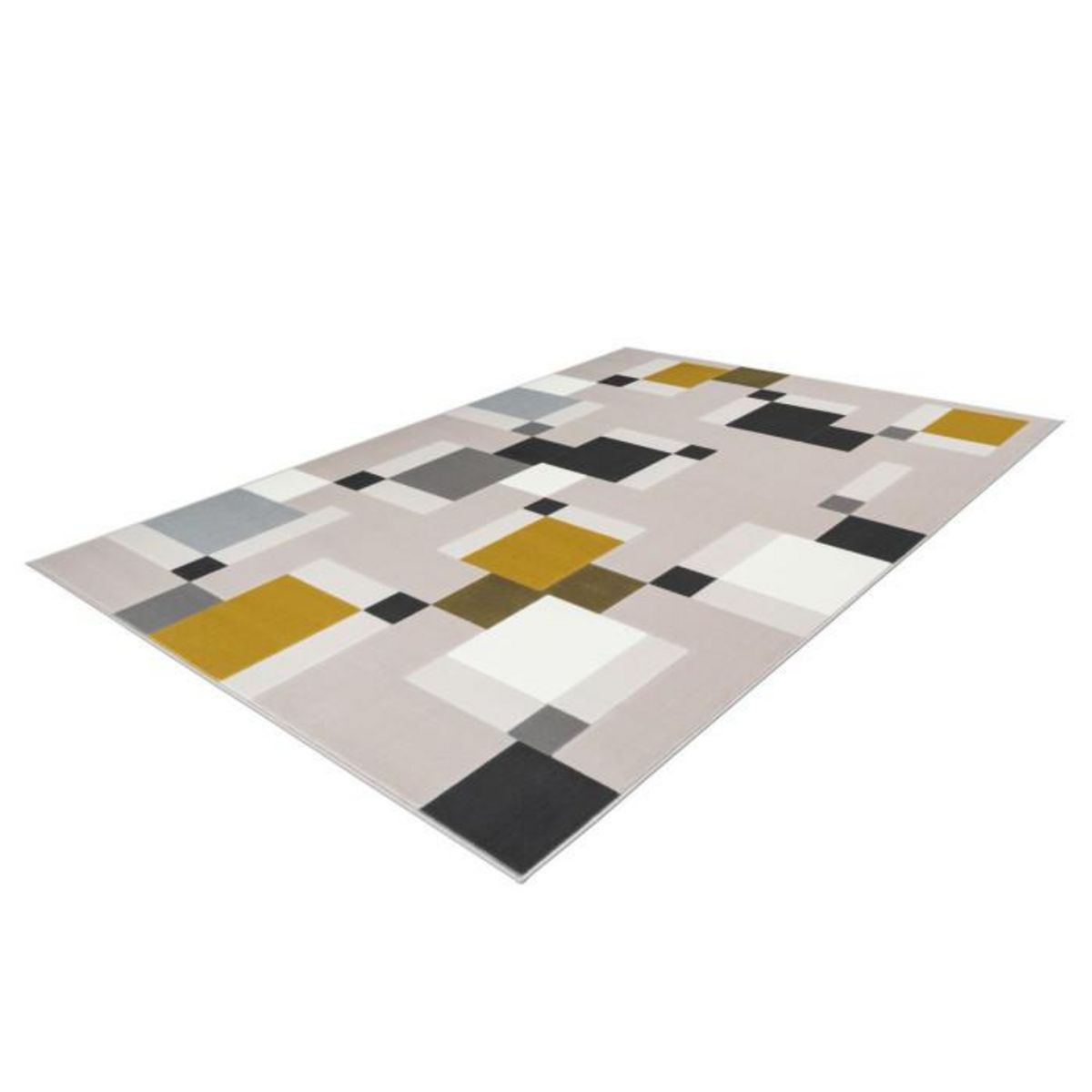 Paris Prix Tapis Géométrique à Poils Courts  Esperanto II  Crème & Vert