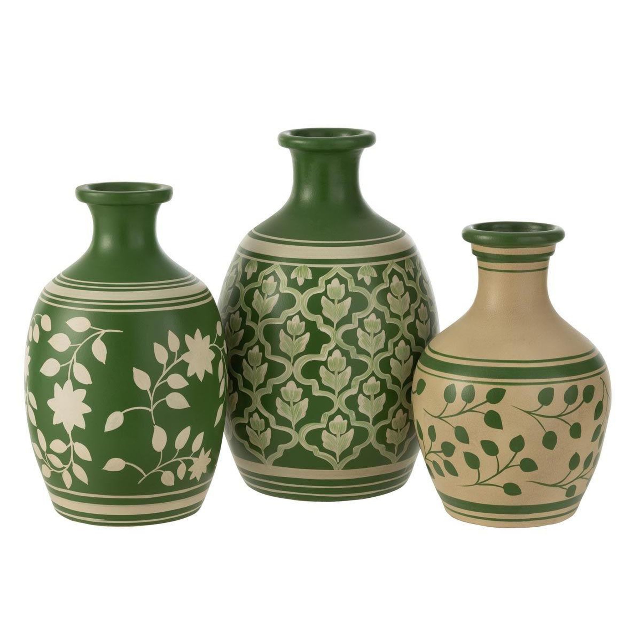 Voir la diapositive 2 : J-LINE Vase déco  fleurs  43cm vert