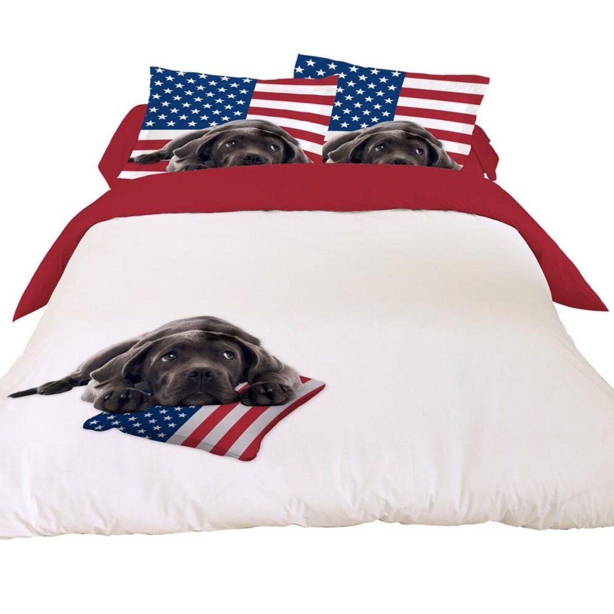 Dourev Housse de couette 240x220 Blacky in the USA + 2 taies coton