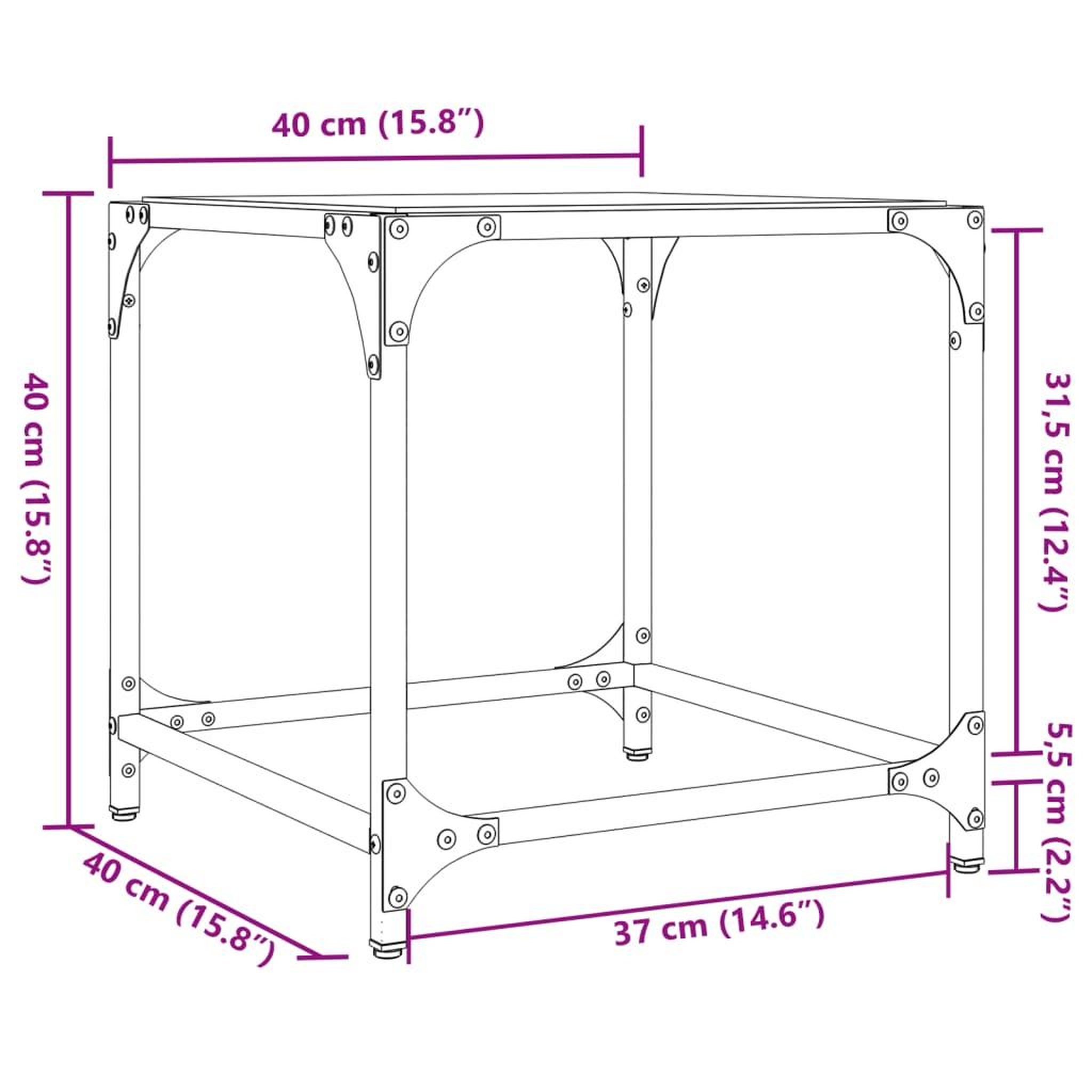 Voir la diapositive 6 : VIDAXL Tables basses avec dessus en verre noir 2 pcs 40x40x40 cm acier