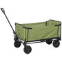 Voir la diapositive 1 : OUTSUNNY Chariot de jardin pliable 130L - housse zippée amovible, poignée télescopique mobile - acier noir tissu kaki
