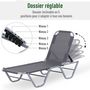 Voir la diapositive 5 : OUTSUNNY Bain de soleil transat design contemporain dossier inclinable multi-positions alu textilène gris