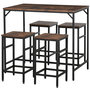 Voir la diapositive 1 : HOMCOM Ensemble table de bar 4 tabourets design industriel métal noir aspect bois
