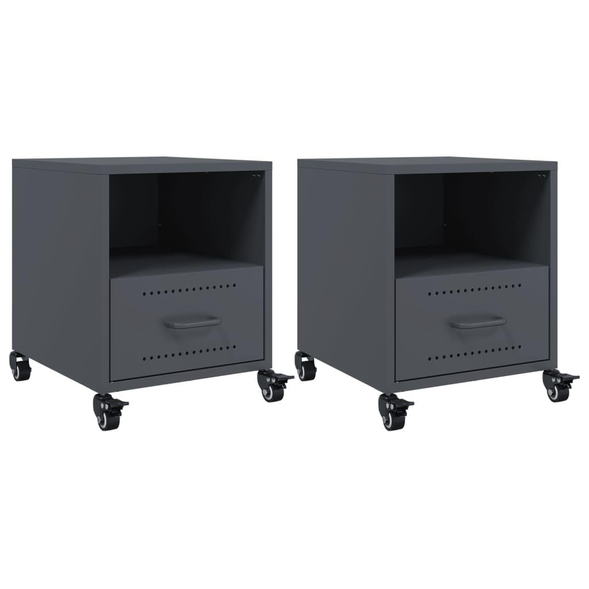 Voir la diapositive 2 : VIDAXL Tables de chevet 2 pcs anthracite 36x39x43,5 cm acier