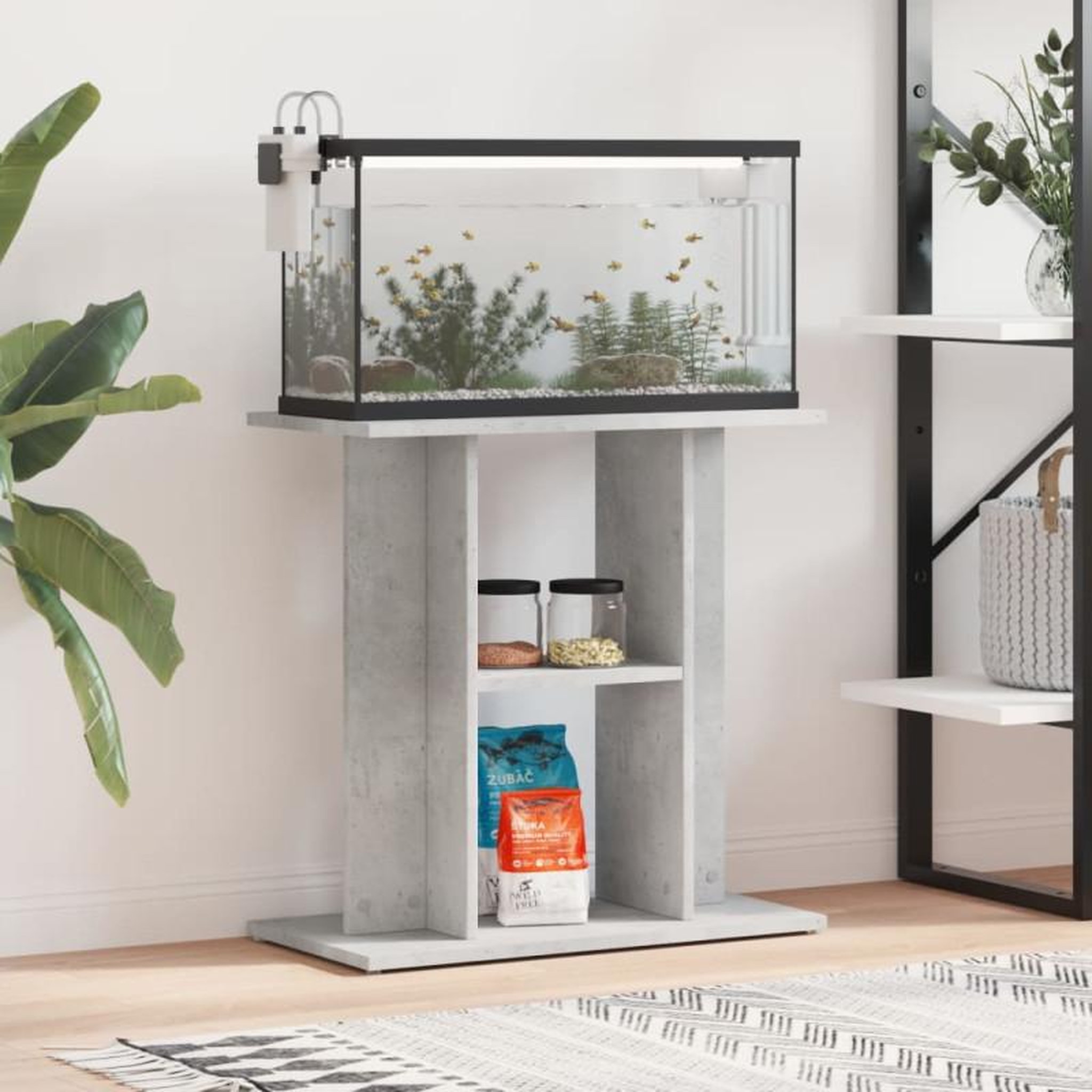 Voir la diapositive 1 : VIDAXL Support pour aquarium gris béton 60x30x60 cm bois d ingénierie