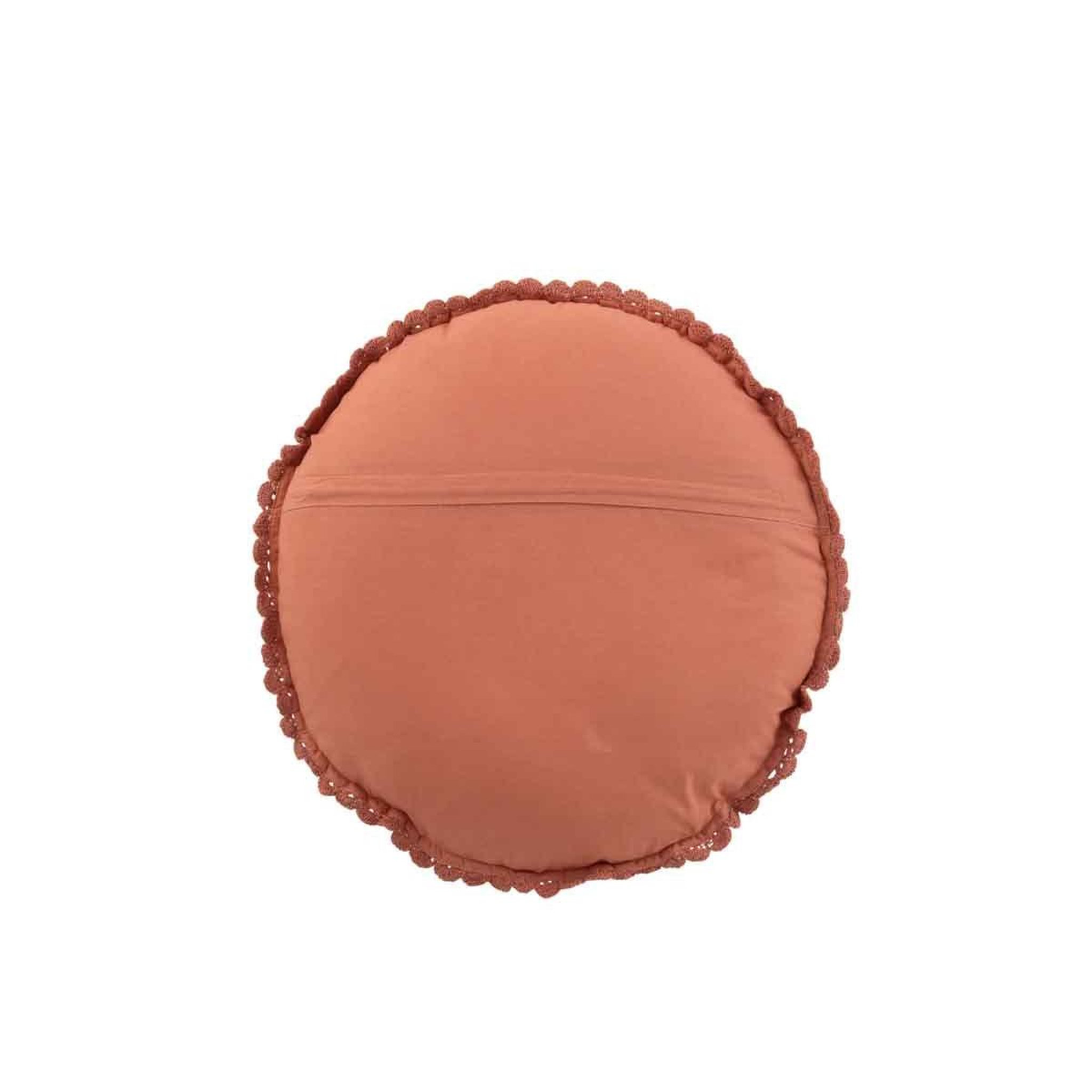 Voir la diapositive 2 : J-LINE Coussin rond déco  dentelle  40cm marron