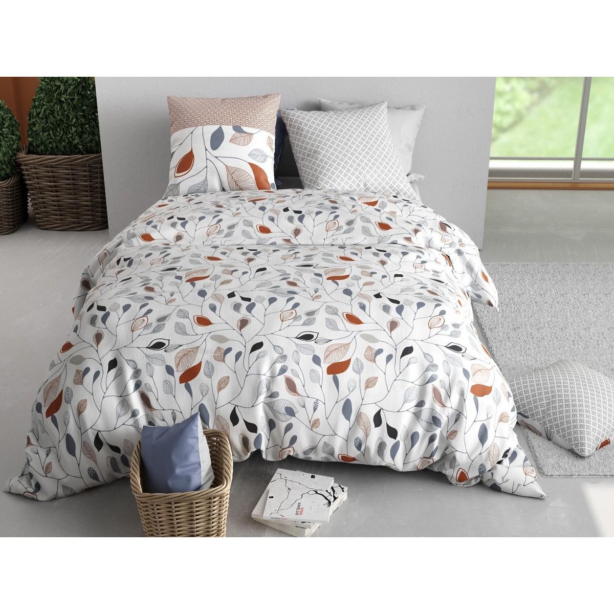 ATELIER DU COTON Parure Housse De Couette 100% Coton 57fils Flolia