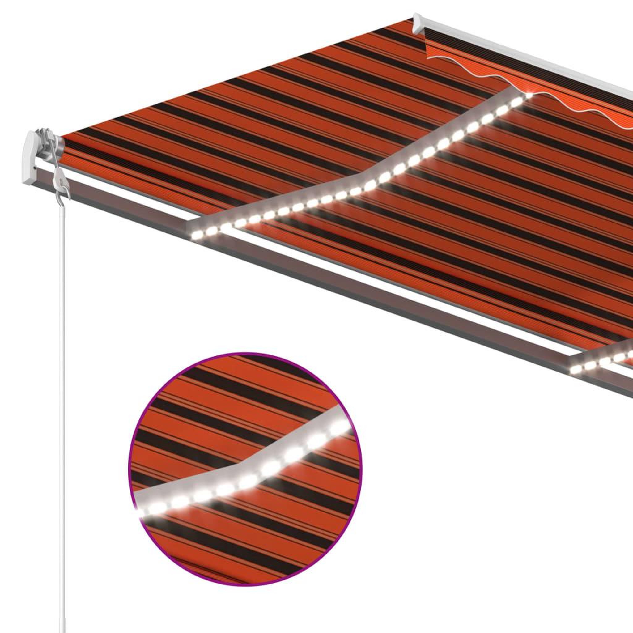 Voir la diapositive 5 : VIDAXL Auvent automatique capteur de vent/LED 350x250 cm Orange/marron