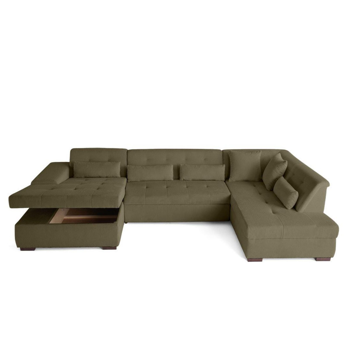 LISA DESIGN Vermont - canapé panoramique d'angle droit - 7 places - convertible avec coffre - en velours côtelé