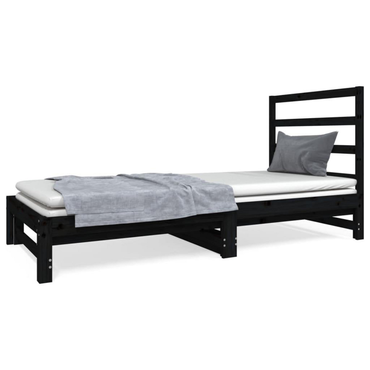 VIDAXL Lit coulissant sans matelas noir 2x(90x190) cm