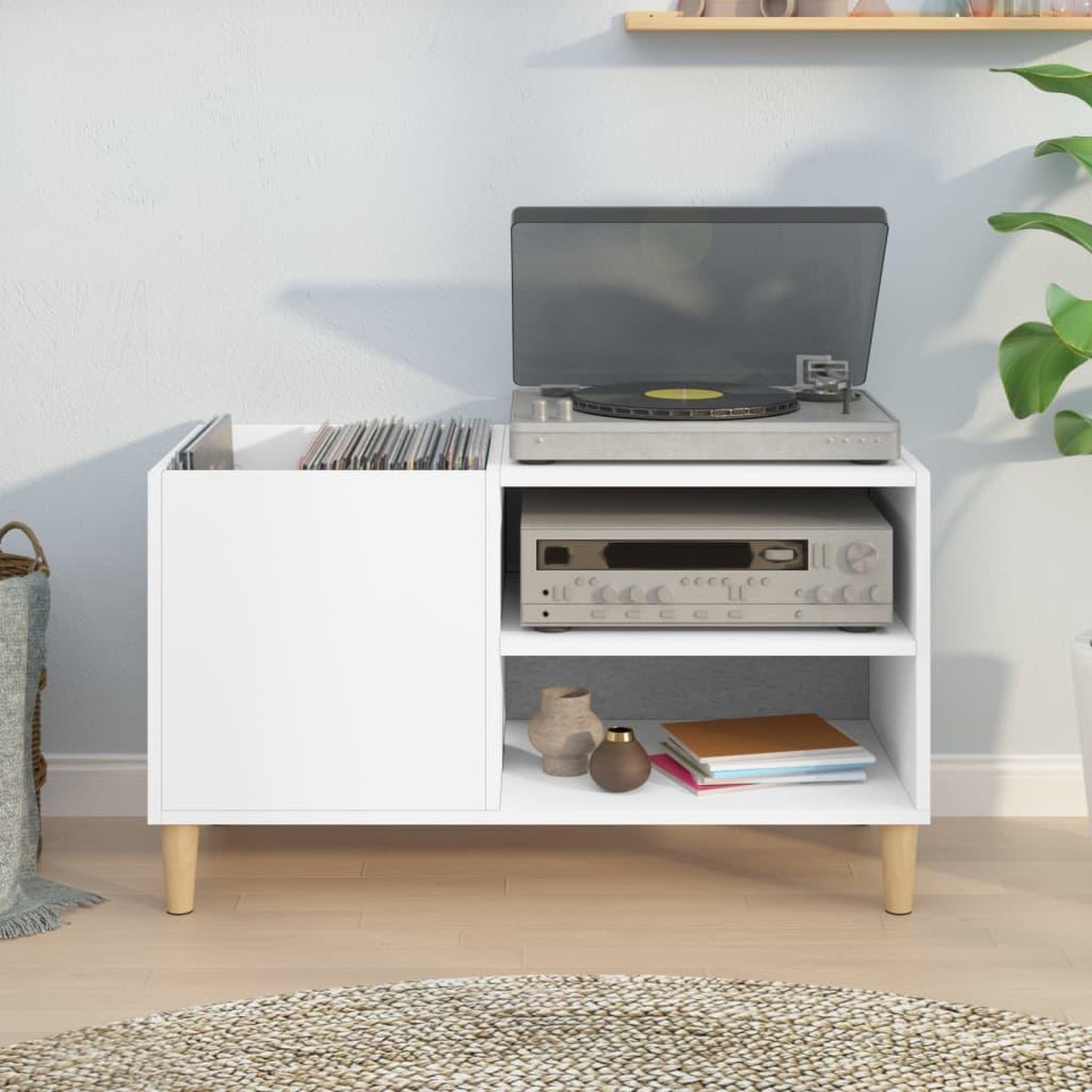 Voir la diapositive 3 : VIDAXL Armoire a disques blanc 84,5x38x48 cm bois d'ingenierie