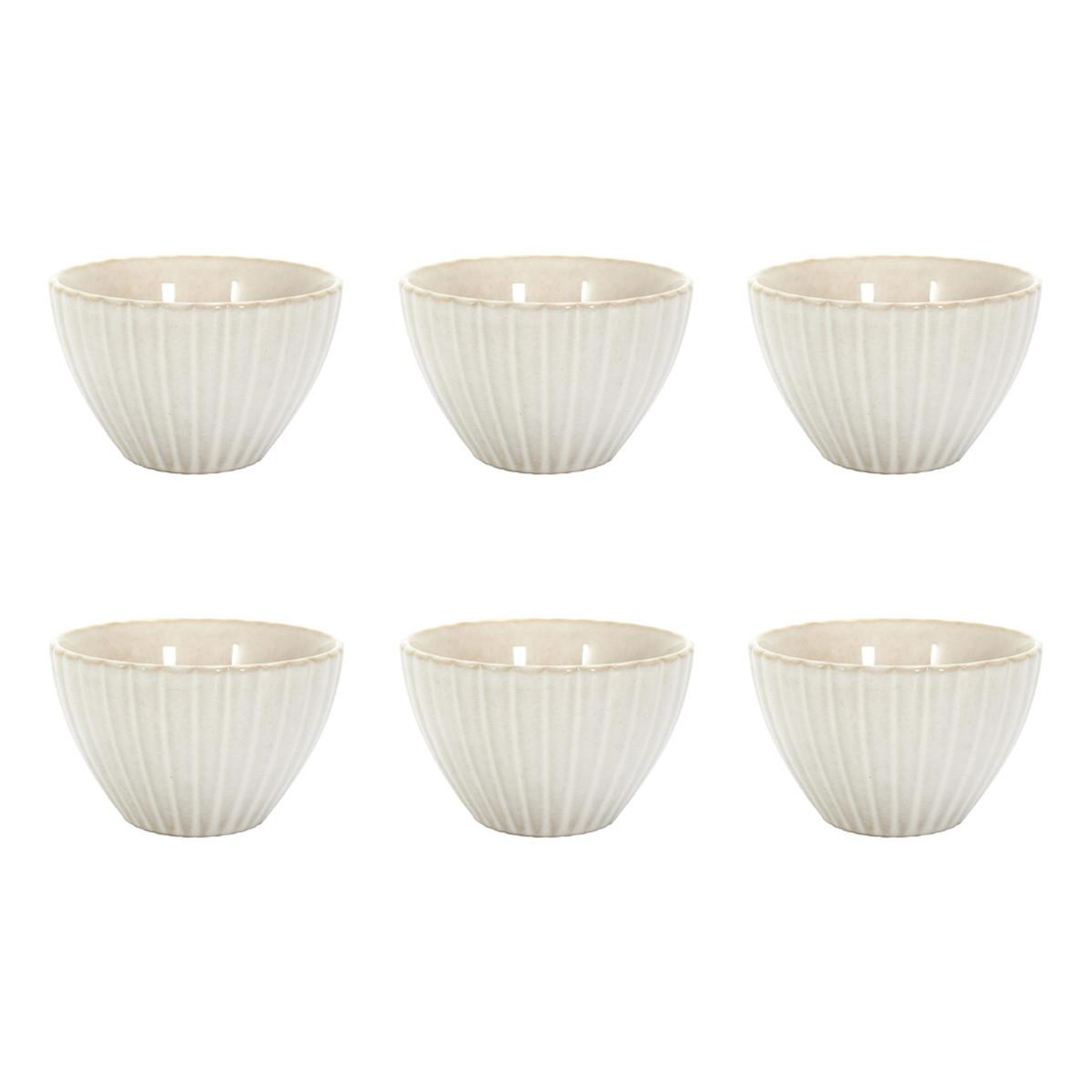 The Home Deco Factory Lot de 6 Coupelles en Céramique  Vlora  11cm Beige