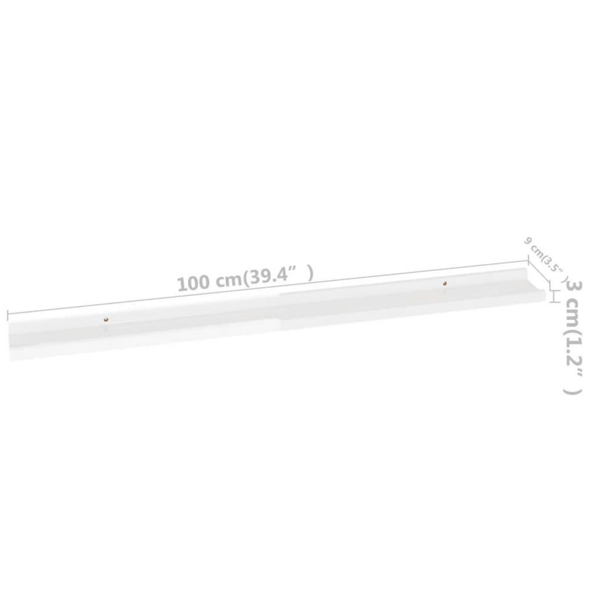 VIDAXL Etageres murales 2 pcs Blanc brillant 100x9x3 cm