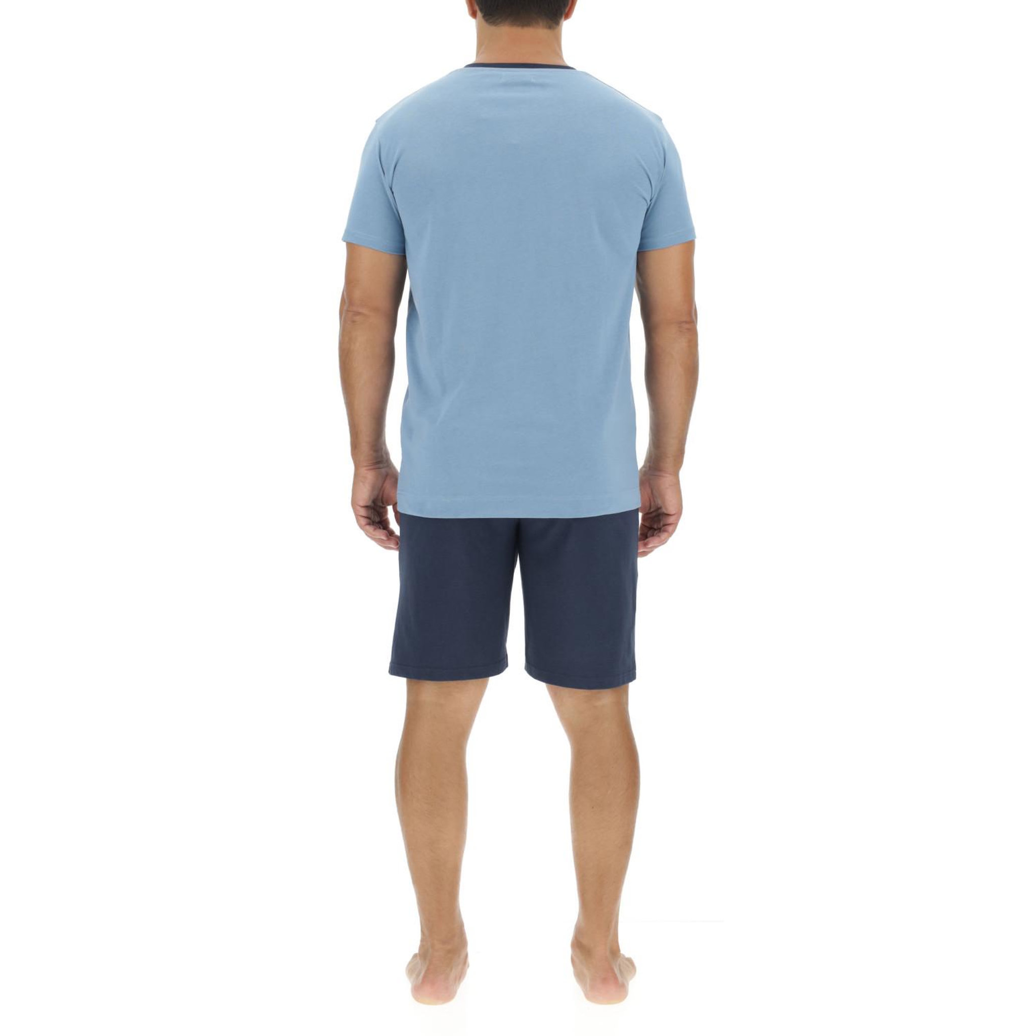 Voir la diapositive 2 : PIERRE CARDIN Ensemble Pyjama court homme en coton uni col boutonné & Logo poitrine