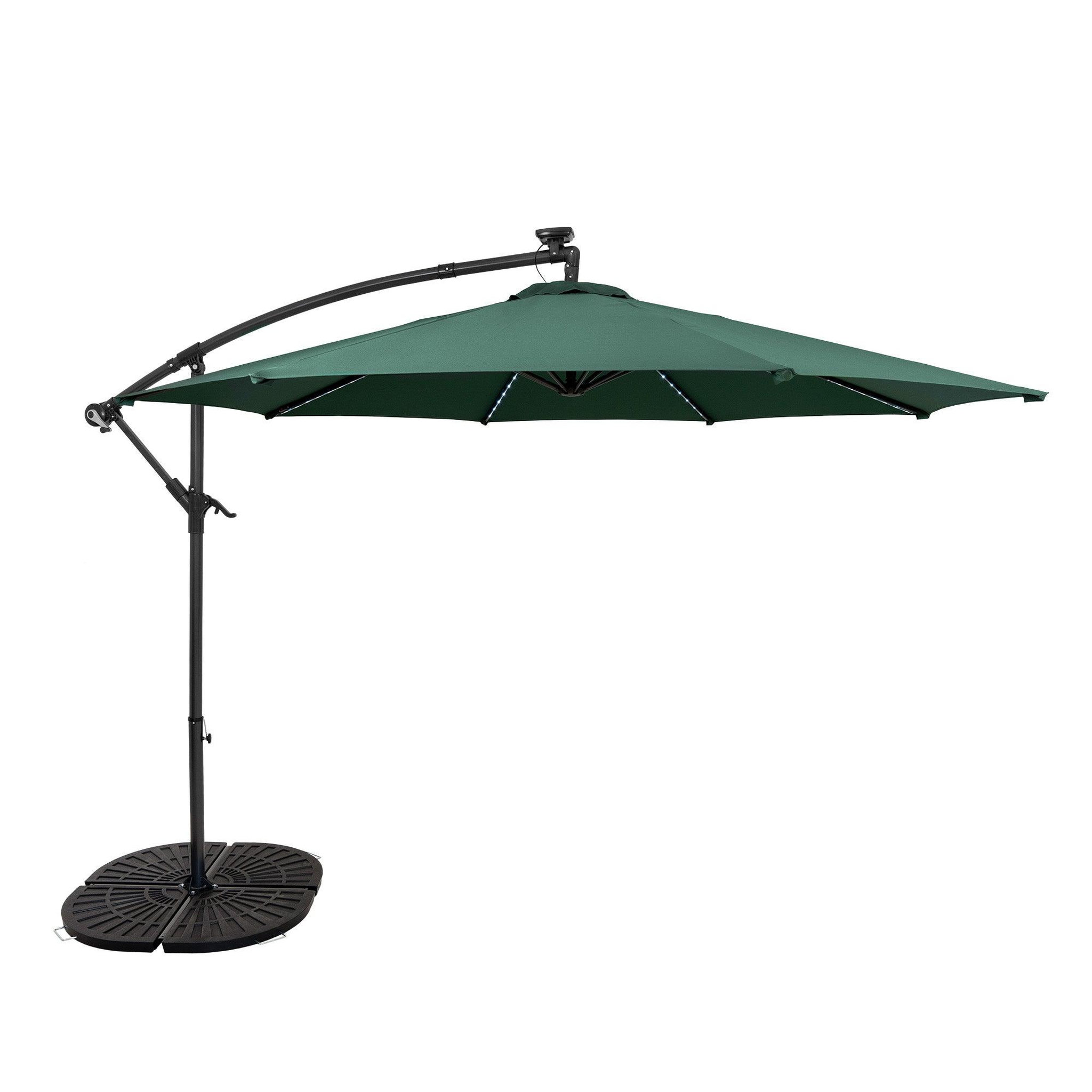 Voir la diapositive 1 : Monster Parasol Banane à Mât Déporté à LED 3 m & 4 Pieds en Éventail