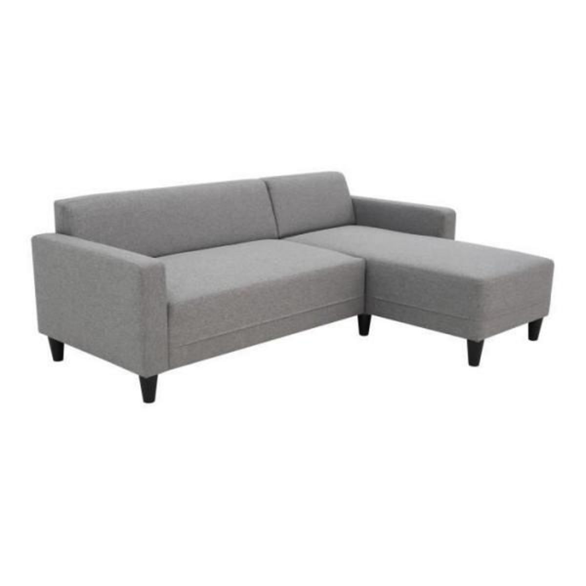 MARKET24 Canapé d'angle fixe 4 places BOB - Tissu souris - Réversible - L 197 x P 117 x H 65 cm