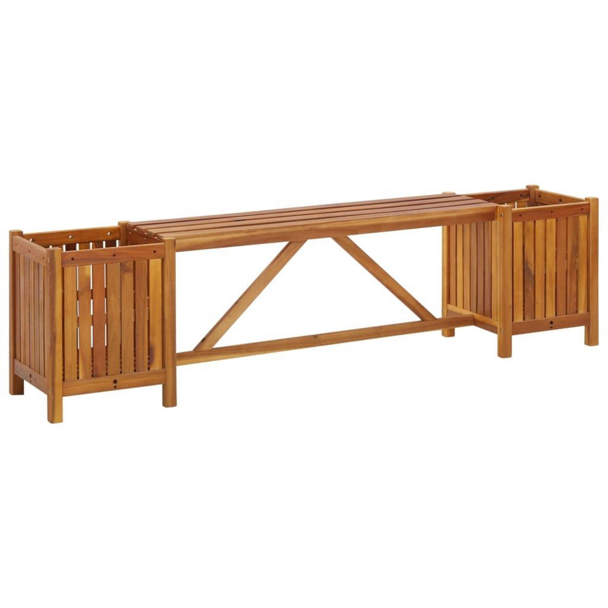 VIDAXL Banc de jardin avec 2 jardinieres 150x30x40 cm Bois d'acacia