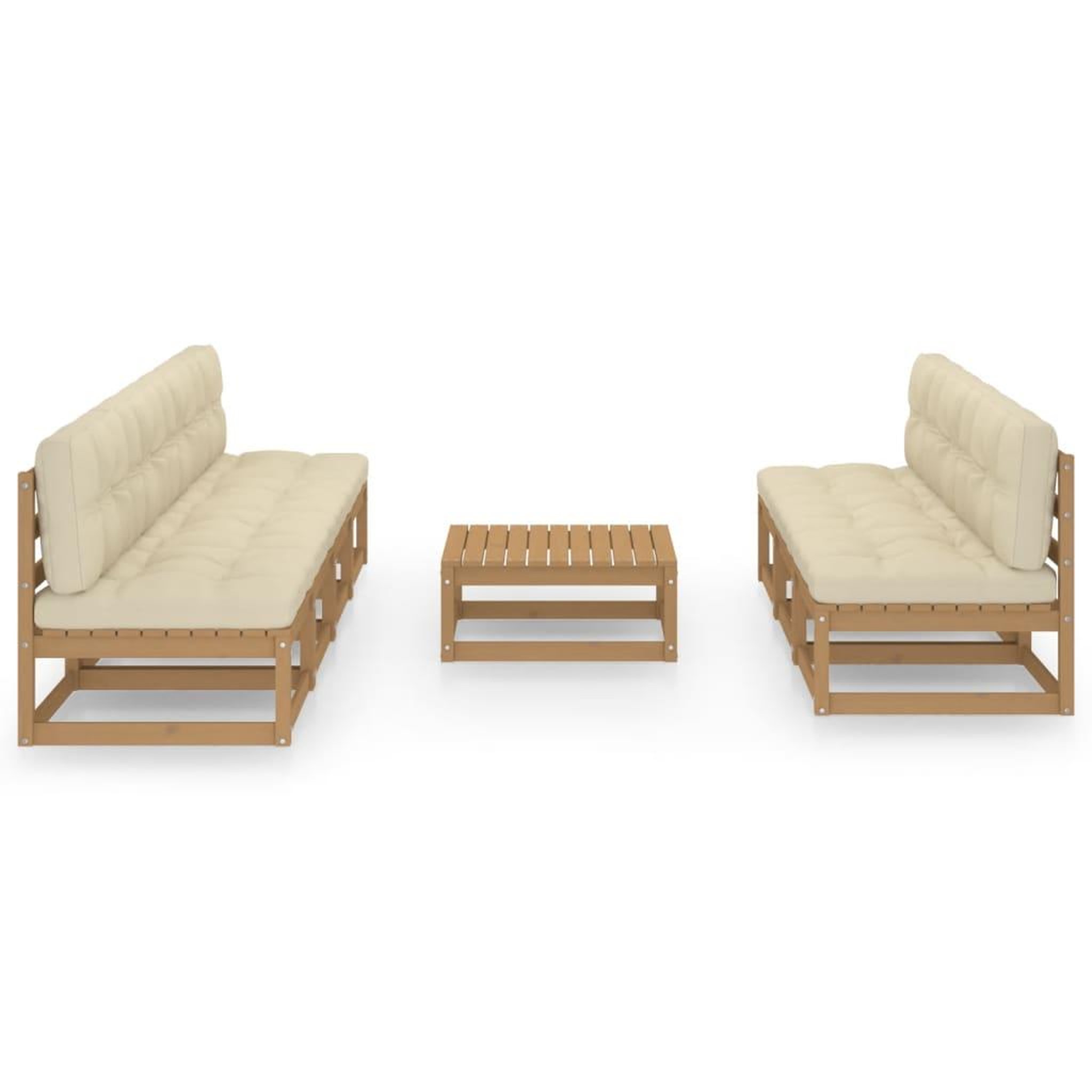 Voir la diapositive 3 : VIDAXL Salon de jardin 8 pcs avec coussins Bois de pin massif