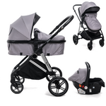 BEBELISSIMO BEBELISSIMO - Poussette combinée trio 3 en 1 - siège auto 0+ CAVO – nacelle – dès la naissance – jusqu'à 22kg - gris
