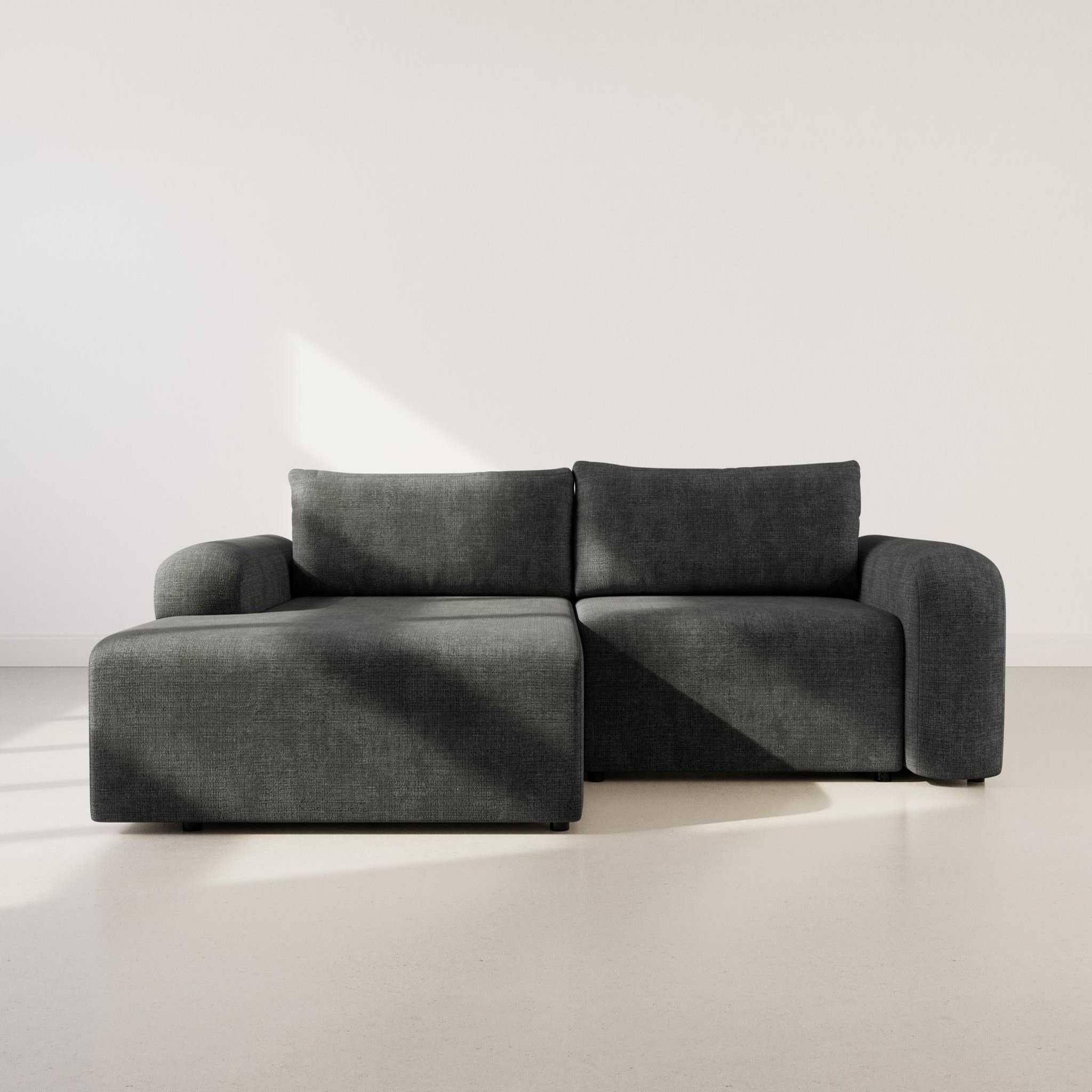 Voir la diapositive 5 : BEST MOBILIER Rebecca - canapé d'angle gauche 4 places convertible avec coffre en velours texturé