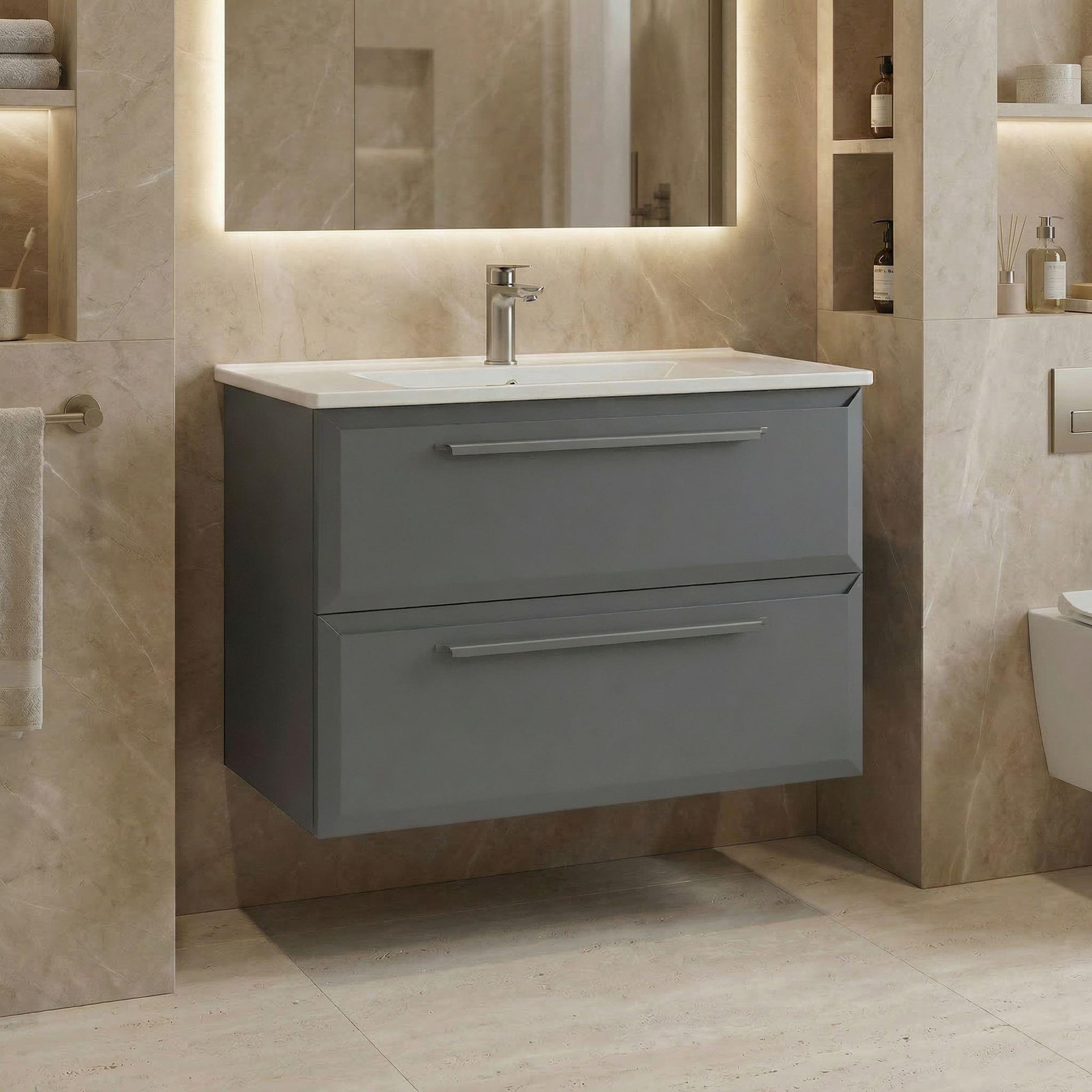 Voir la diapositive 2 : Habitat et Jardin Meuble Vasque  Nuvola 80 v2  - 80 x 50 x 62 cm - Grey